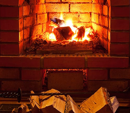 Wood burning fireplace